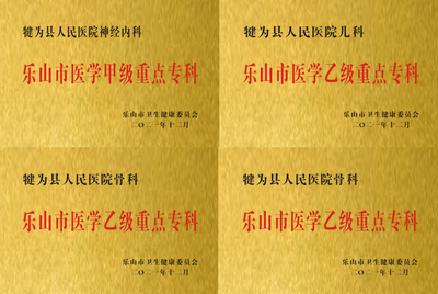 乐山市重点专科：神经内科、骨科、儿科