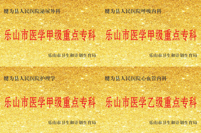 乐山市重点专科：泌尿外科、呼吸内科、护理学、心血管内科